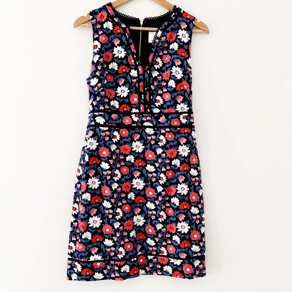 Kate Spade Navy Pink Daisy Jacquard Mini Sheath Dress Size 6